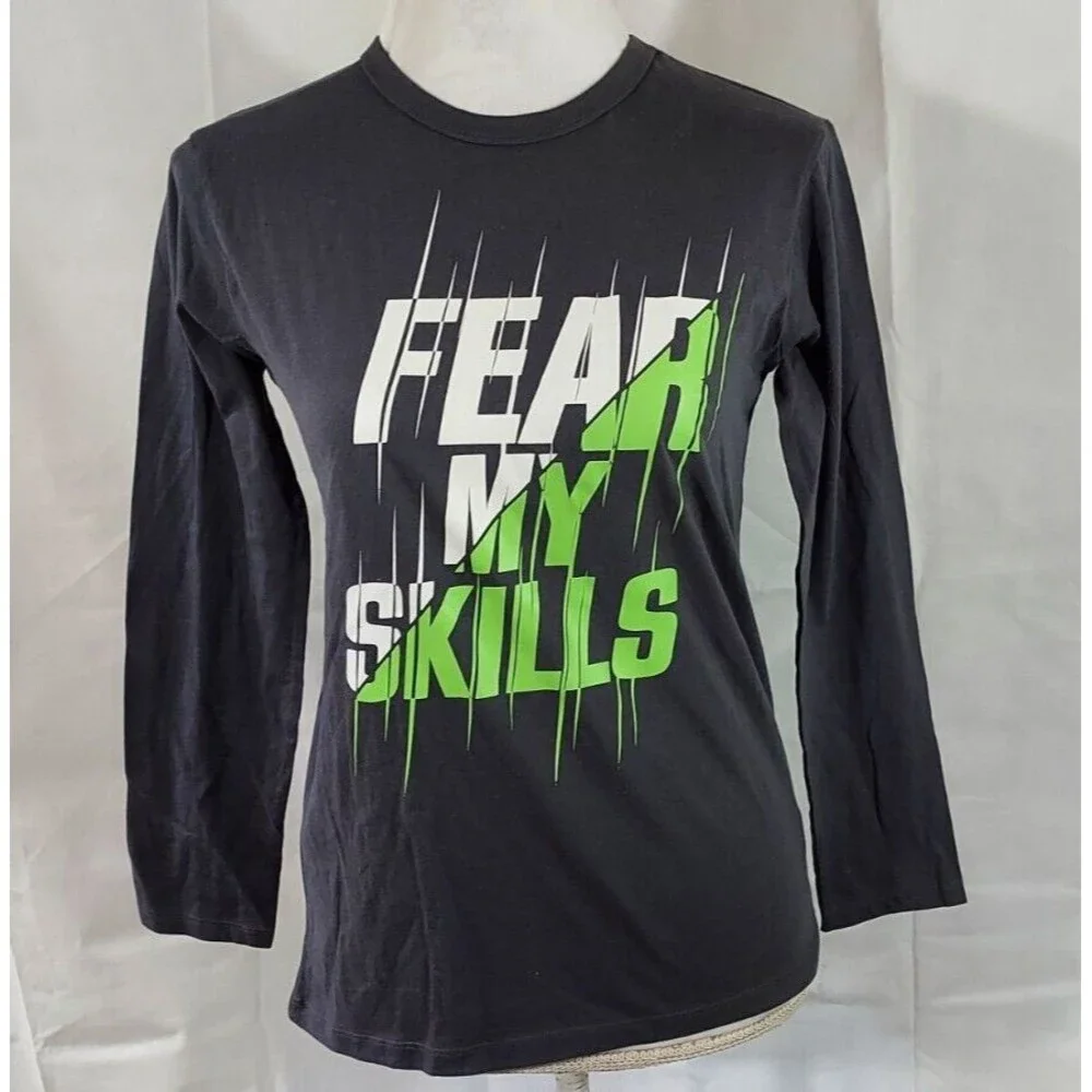 The Childrens Place T Shirt Top Youth Boy Large 10-12 FEAR MY SKILLS Graphic New